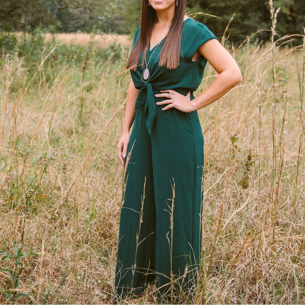 She + Sky green short sleeve jumpsuit